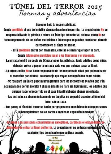 TÚNEL DEL TERROR 2025 Normas y advertencia