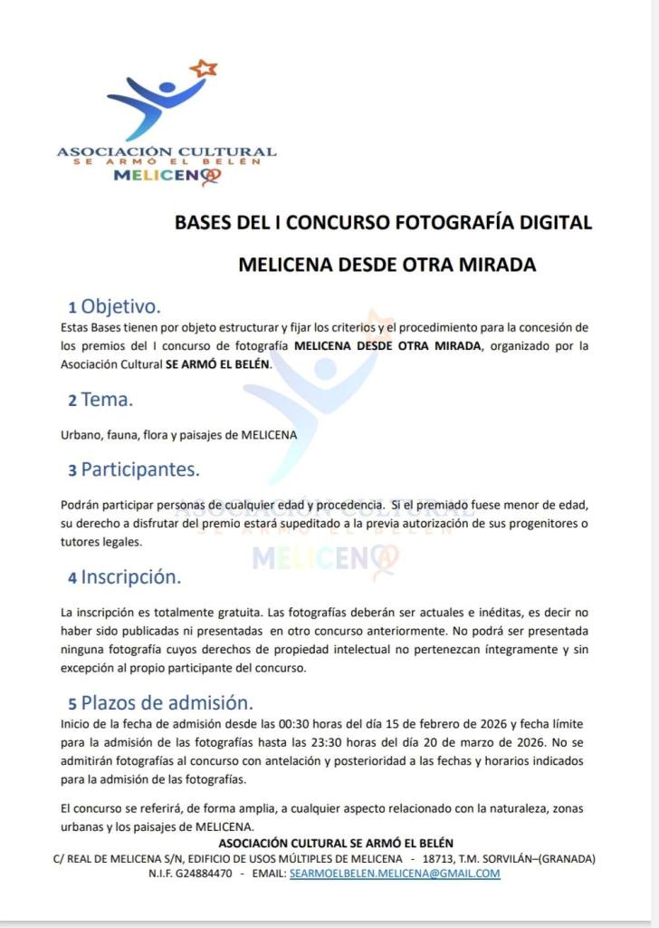 Bases 1 - Primer Concurso de Fotografía Digital de Melicena